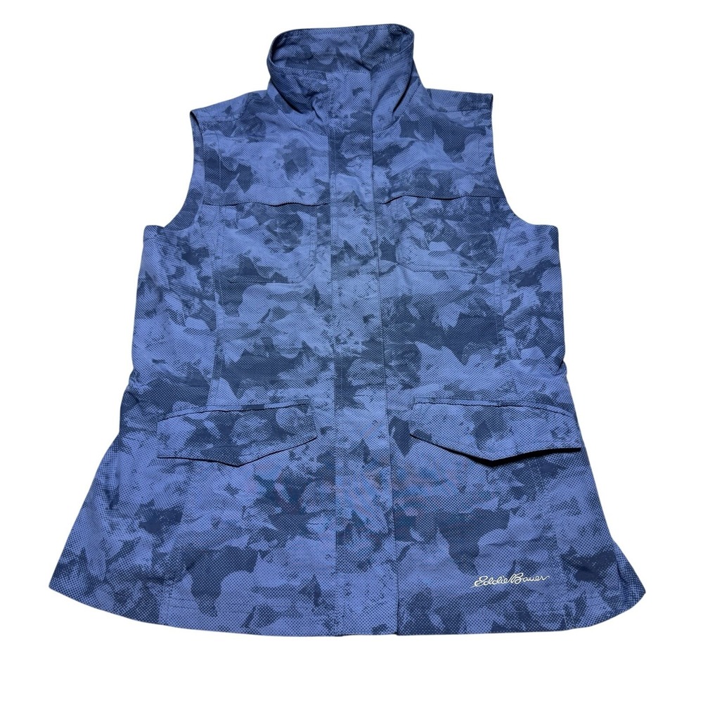 Eddie Bauer Women S Vented Utility Vest Full Zip Camo Blue Outdoor